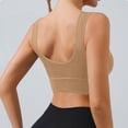 thumbnail image 5 of Womens Yoga Sports Bras Stretch Athletic Ribbed Tank Top Bralettes Scoop Neck Wireless Push Up Bra 34BC, Khaki, 5 of 7