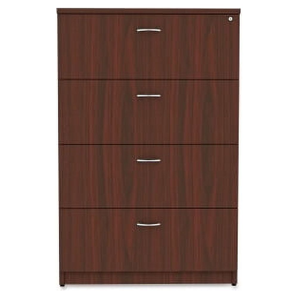 Lorell Essentials Lateral File - 4-Drawer 1" Top, 35.5" x 22" x 54.8" - 4 x File Drawers - Material: Polyvinyl Chloride (PVC) Edge - Finish: Mahogany Laminate - image 3 of 7