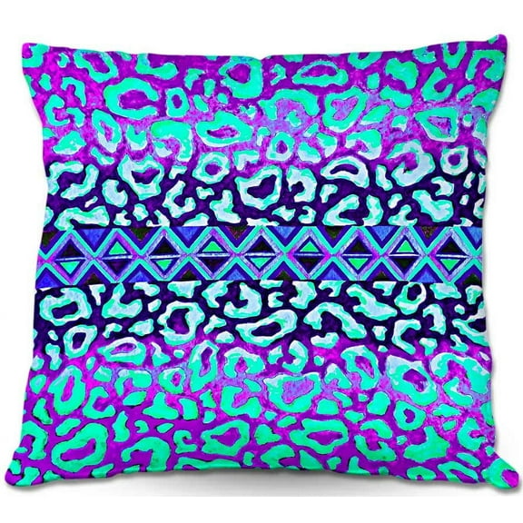 DiaNoche Designs Throw Pillows from Artist Julia Di Sano - Leopard Trail Mint Lavender