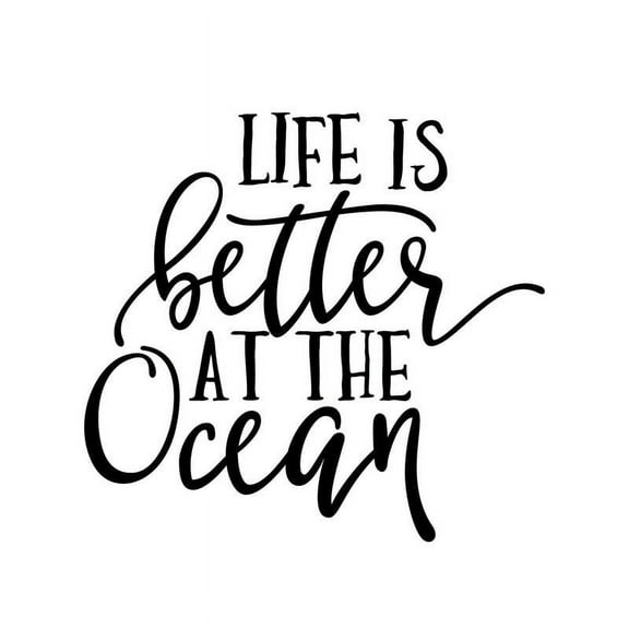 Life Is Better At The Ocean Decal Sticker | 5.5-Inches By 5.1-Inches | Black Vinyl