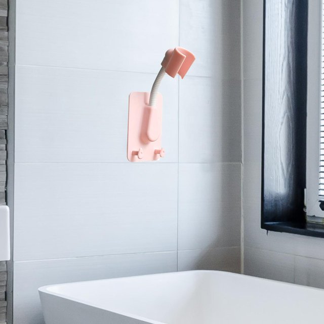 Soporte de Sin Perforaciones Soporte Montado en Pared con Ganchos Soporte Giratorio de 360 Grados Soporte de Rociador de Baño Soporte de Duch , Rosado 15cmx6cm Soledad Soporte de ducha