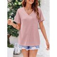 thumbnail image 3 of Womens V Neck TShirts Short Sleeve Loose Casual Summer Tops with Pocket, 3 of 5