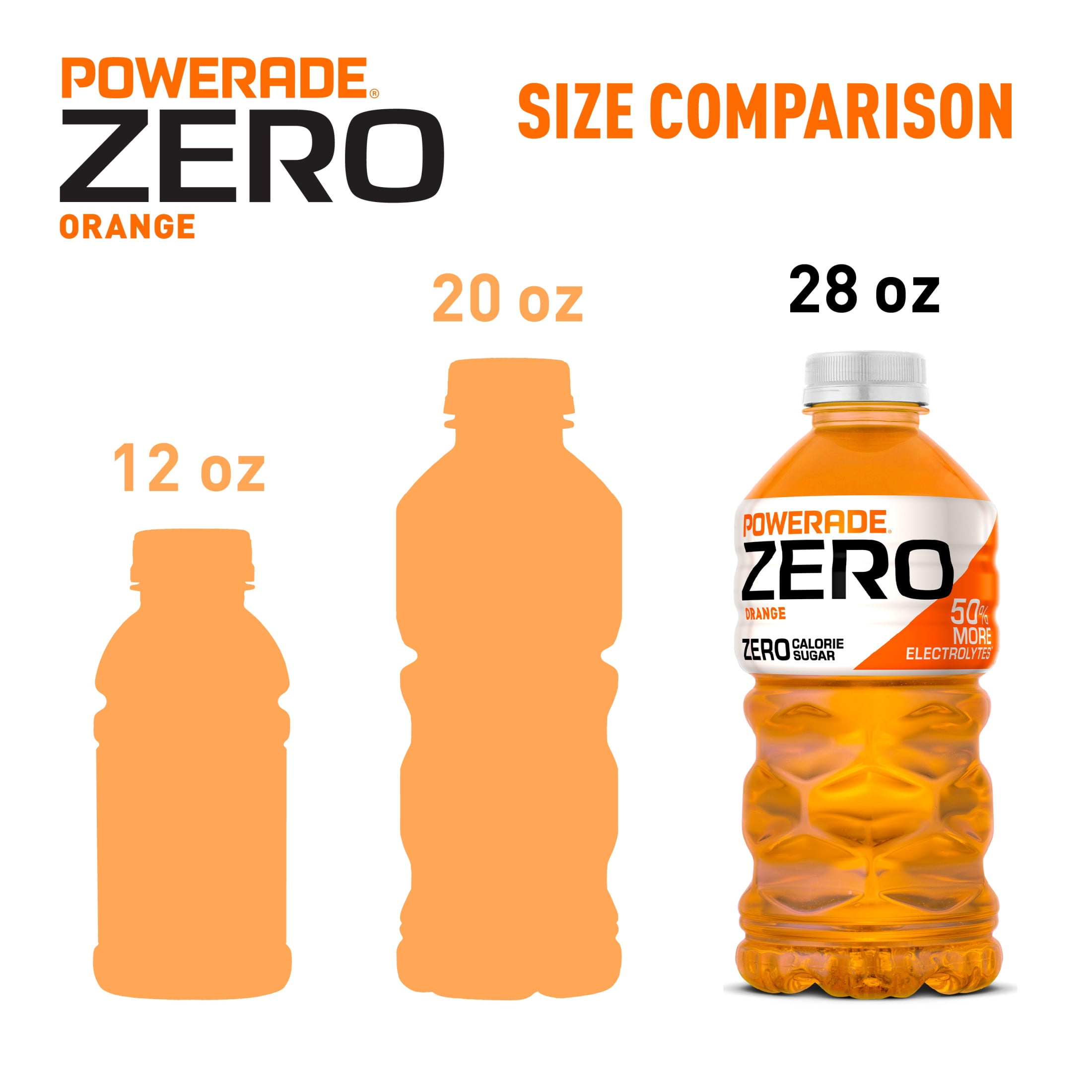 POWERADE Zero Sugar Orange Electrolyte Sports Drink Bottle, 28 fl oz