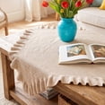 thumbnail image 5 of Ruffled Edge Knit Cotton Throw Blanket, Soft Breathable Woven Cover for Sofa Couch Bed, Lightweight Decorative Home Textile for Everyday Use, 5 of 6