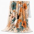 thumbnail image 2 of Red Fox Autumn Floral Illustration, Peaceful Woodland Scene, Warm Flannel Blanket for Cabin and Lodge with Detailed Artwork, Wildlife Lovers Thanksgiving Gift, Botanical Home Decor, 2 of 9