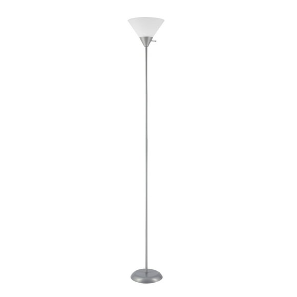 Lámpara de pie GLOBE Elliott de 183 cm con pantalla blanca plateada