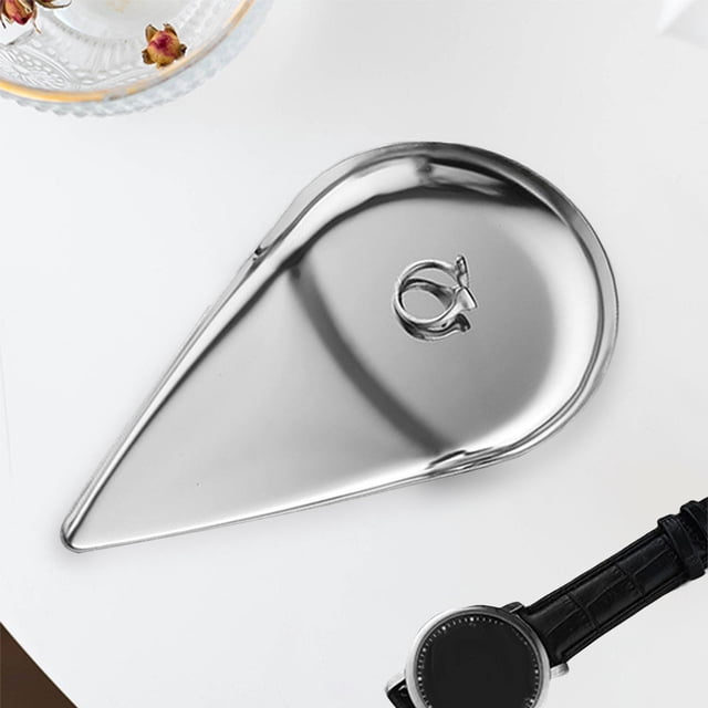 Bandeja de Almacenamiento de Placa de Joyería Nórdica, Organizador de Baratija, Plato de Maquillaje, Bandeja de Tocador, Soporte de Acero Inoxidable P Plata Macarena Placa de joyería