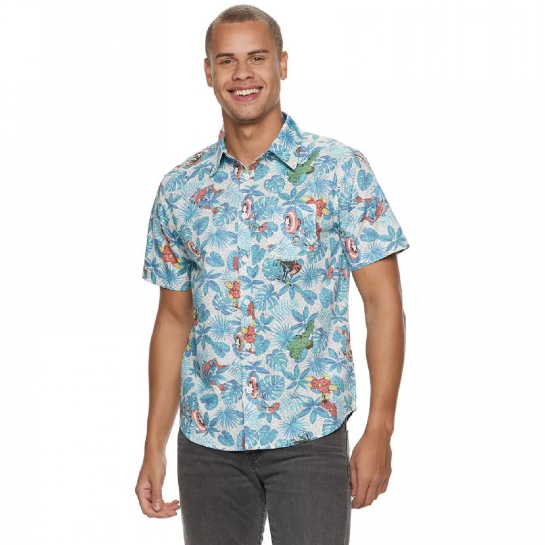 Marvel Avengers Button Up Hawaiian Shirt-XLarge - Walmart.com