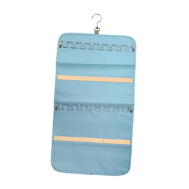 Organizador de joyas colgante de doble cara para pared, puerta y pendientes. Azul claro