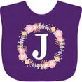 thumbnail image 3 of Inktastic Monogram Letter J Floral Rose Wreath Girls Baby Bib, 3 of 4