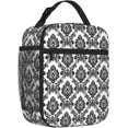 thumbnail image 2 of Lunch Bag Damask Antique Classical Damask Flowers Pattern Traditional Artwork Tote Bag with Pocket Water-resistant Insulated Lunch Container Tote Bag Lunch Tote Suitable For Travel, Picnic, Office, 2 of 6