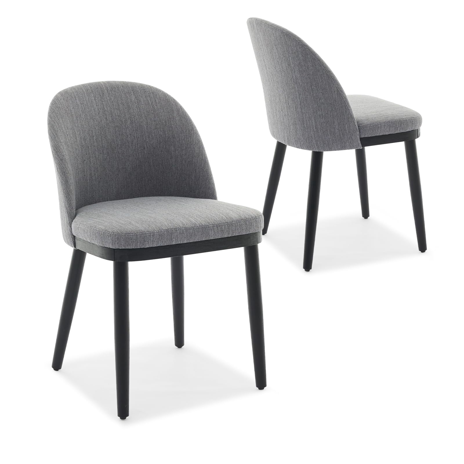 Memoryfield Dining Chairs Set of 2, Modern  Upholstered Kitchen Side Chairs with Curved Backrest, Gray