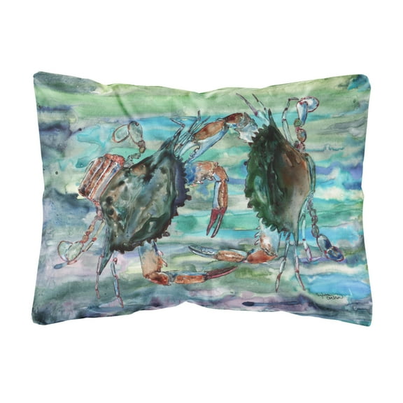 Watery Teal and Purple Crabs Canvas Fabric Decorative Pillow