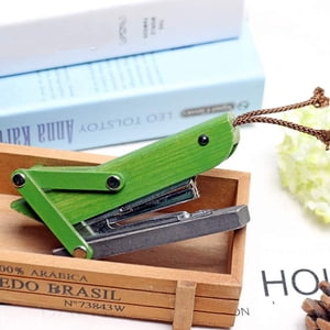 IROINID Retour aux fournitures scolaires, Essentiels de l'école, Stapler en bois massif Stapleur en bois mignon vert décoration de bureau Staplier