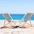 thumbnail image 2 of Gymax 2pcs Foldable Patio Sling Chair w/ Solid Bamboo Frame & Breathable Canvas Seat Beach, 2 of 9