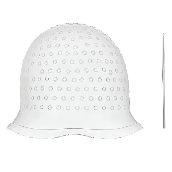 Silicone Highlighting Cap for Hair Dyeing, Reusable Professional Hair Coloring Tool for Salon & Home Use, with Adjustable Buckle, White