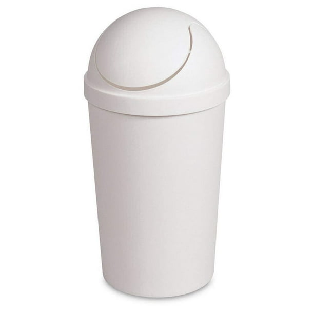 Round Swing Top Waste Basket Dust Container Recycling Bin Trash Can For Home Powder Room Kitchen Office Garbage Bathroom Indoor Outdoor Janitor Cleaning 3 Gallon Capacity 11 4l 18 5x9 5 White 2 Walmart Com Walmart Com