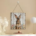 thumbnail image 4 of Zomyto 12x12 In Square Hanging Wood Sign Rabbit Wood Wall Art, 4 of 8