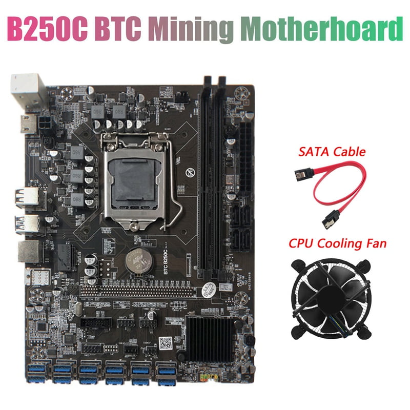 B250C BTC Mining Motherboard Fan+SATA Cable to USB3.0 Graphics Slot LGA1151 Supports DDR4 DIMM RAM - Walmart.com