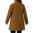 thumbnail image 4 of DARING DIVA Women's Plus Size Turn Down Collar Double Breasted A Line Coat 1X Deep Brown, 4 of 6
