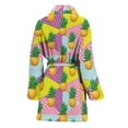 thumbnail image 2 of Zigzag Pineapple Pattern Women Bathrobe One Size Univeral Fits, Pineapple Aloha Tropical Fruits Hawaiian Fashion Lightweight Plush Fleece Long Robe For Women, 2 of 3