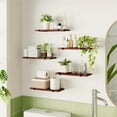 thumbnail image 3 of Fairy Floating Shelves, Rustic Wood Wall Storage Shelves Set of 5, 15.7in x 4.7in x 0.6in, Walnut Red Brown, 3 of 7
