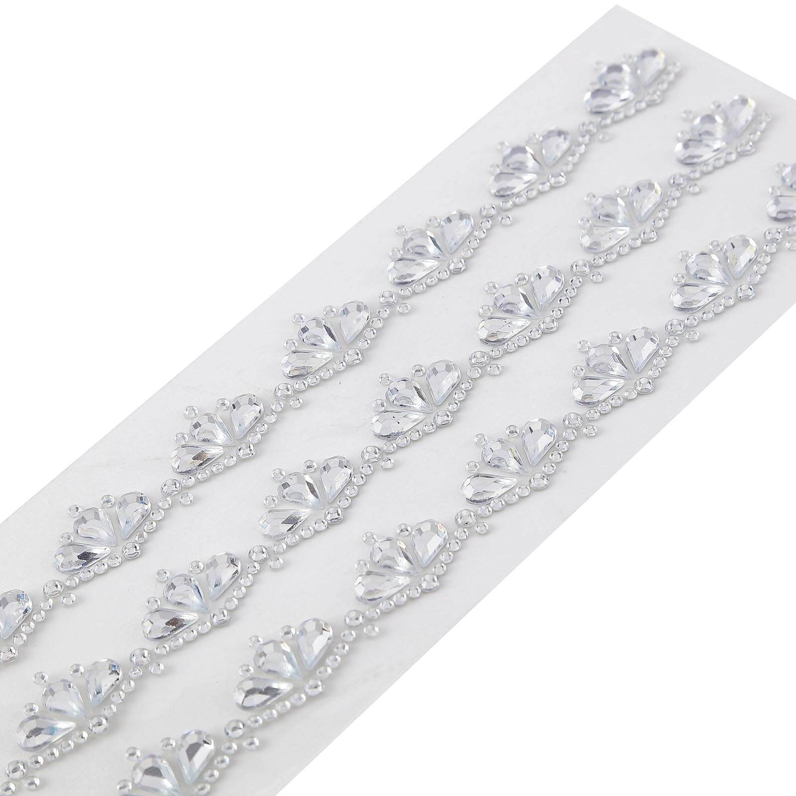 2 strips 6" long Floral Pearl Diamond Self-Adhesive Stickers Crafts Decorations 