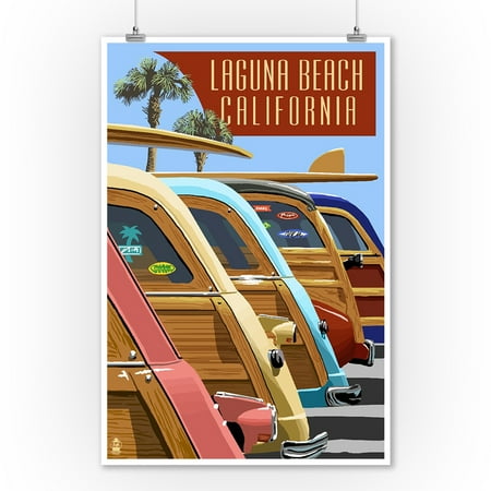 Laguna Beach Home Decor Stores Laguna Beach, California - Woodies Lined Up - Lantern Press Artwork (9x12 Art Print, Wall Decor Travel Poster) ()