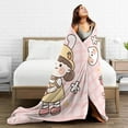 thumbnail image 5 of DouZhe Ultra-Soft Micro Fleece Lightweight Flannel Bed Blanket, Cartoon Cat Little Girl Print Cozy Warm Throw Blankets, 80"x60", 5 of 7