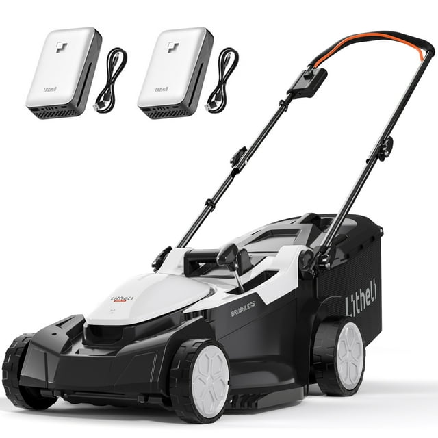 Litheli Tondeuse à Gazon Sans Fil, Tondeuses à Gazon Électriques 2*20V, 18 Pouces, Réglage de Hauteur à 6 Positions, Poids Léger, avec Batterie Portable 2*4.0Ah, pour Jardin/terrain/ferme