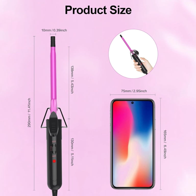 DAN Technology Small Barrel 3/8" Curling Iron, Pink photo 7