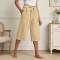 thumbnail image 2 of NinXxx Women's Loose Fit Lightweight Cropped Capri Trousers Comfort Style Khaki XXXXL, 2 of 7