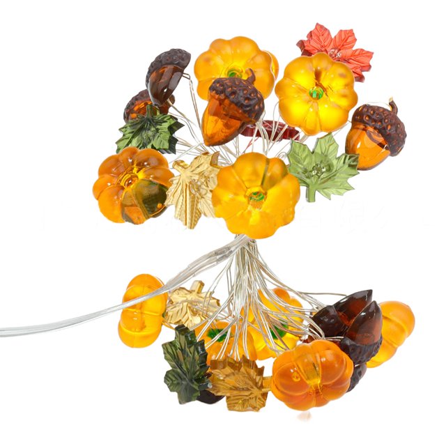 Thanksgiving Lights Fall Lights 3D Pumpkin Maple Battery Operated String Lights Halloween Decorations Indoor Fall Decorations For Home Garland Autumn