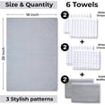 thumbnail image 3 of Cotton Dish Towels For Kitchen Drying - Highly Absorbent Wide Light Gray Striped Plaid Tea Towels - 18"X28" Set Of 6 Farmhouse Linen Dishtowels In Bulk - Pano De Prato Para Cozinha - T Towles Towls, 3 of 3