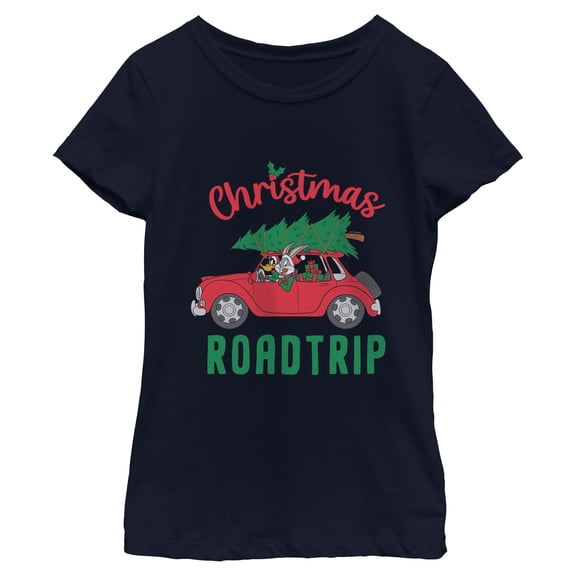 Girls Looney Tunes Christmas Friends Roadtrip T Shirt