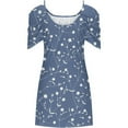 thumbnail image 3 of Women's Casual Tennis Dress Summer Crew Neck Cold Shoulder Floral Print Straps Swing Dress for Beach Cover-Up Lightweight Women’s Dress Blue S, 3 of 4