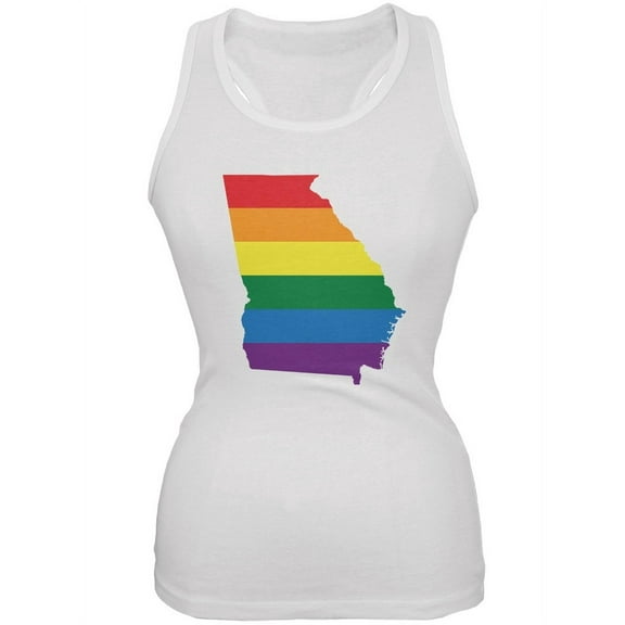 Georgia LGBT Lesbian Pride Rainbow White Juniors Soft Tank Top - 2X-Large