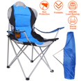 thumbnail image 6 of 2PCS Foldable Camping Chair TeqHome Oversized Padded Heavy Duty Portable Quad Chair 330LBS Max Load with Carry Bag & Cup Holder Blue and Gray, 6 of 10