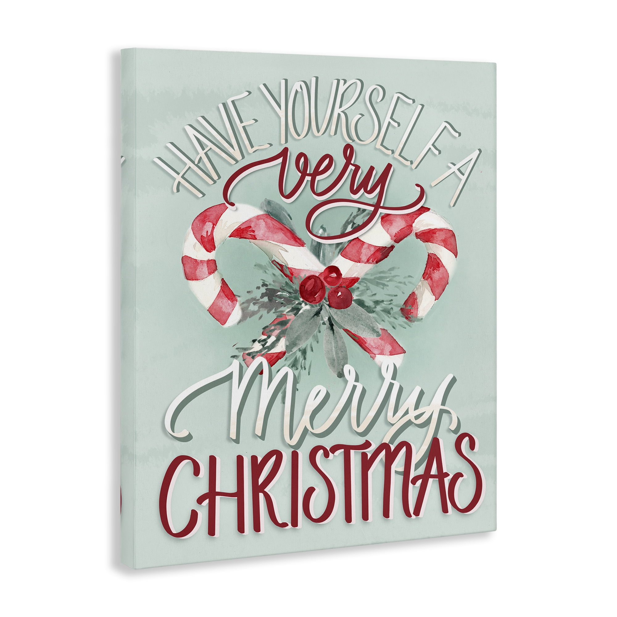 Stupell Industries Very Merry Christmas Holiday Painting Gallery Wrapped Canvas Art Prints Wall Art, 24 x 30