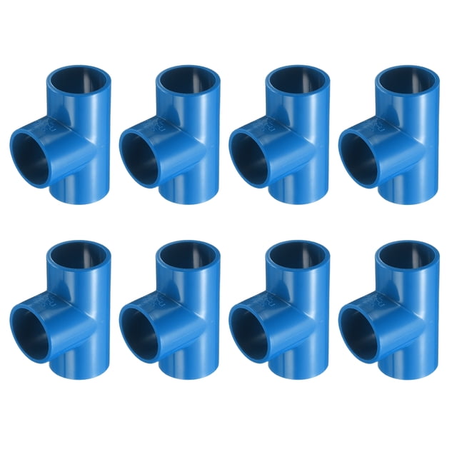 Uxcell 8Pcs Conector de Tee de 3 Vías de 3/4", Accesorios de Esquina de Grado para Construcción de Muebles, Accesorios de Codo para Estructura de Soporte de Estante de Jardín, Conexión de Carpa, Azul