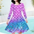 thumbnail image 2 of Gyexs Girls Scallop Print Long Sleeve Dress for Kids Stylish Pattern Midi Dress for Big Girls 6-7 Years, 2 of 4