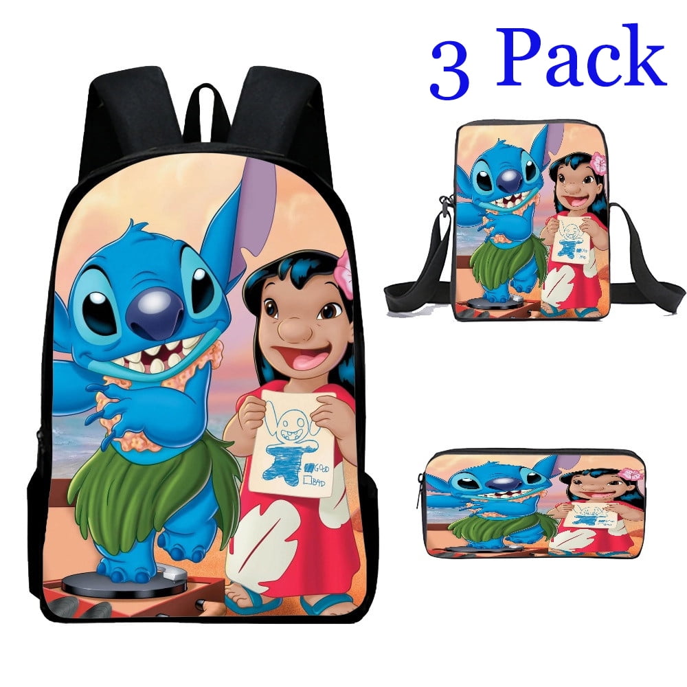 3Piece Backpack Anime Lilo & Stitch Backpack School Pen Case