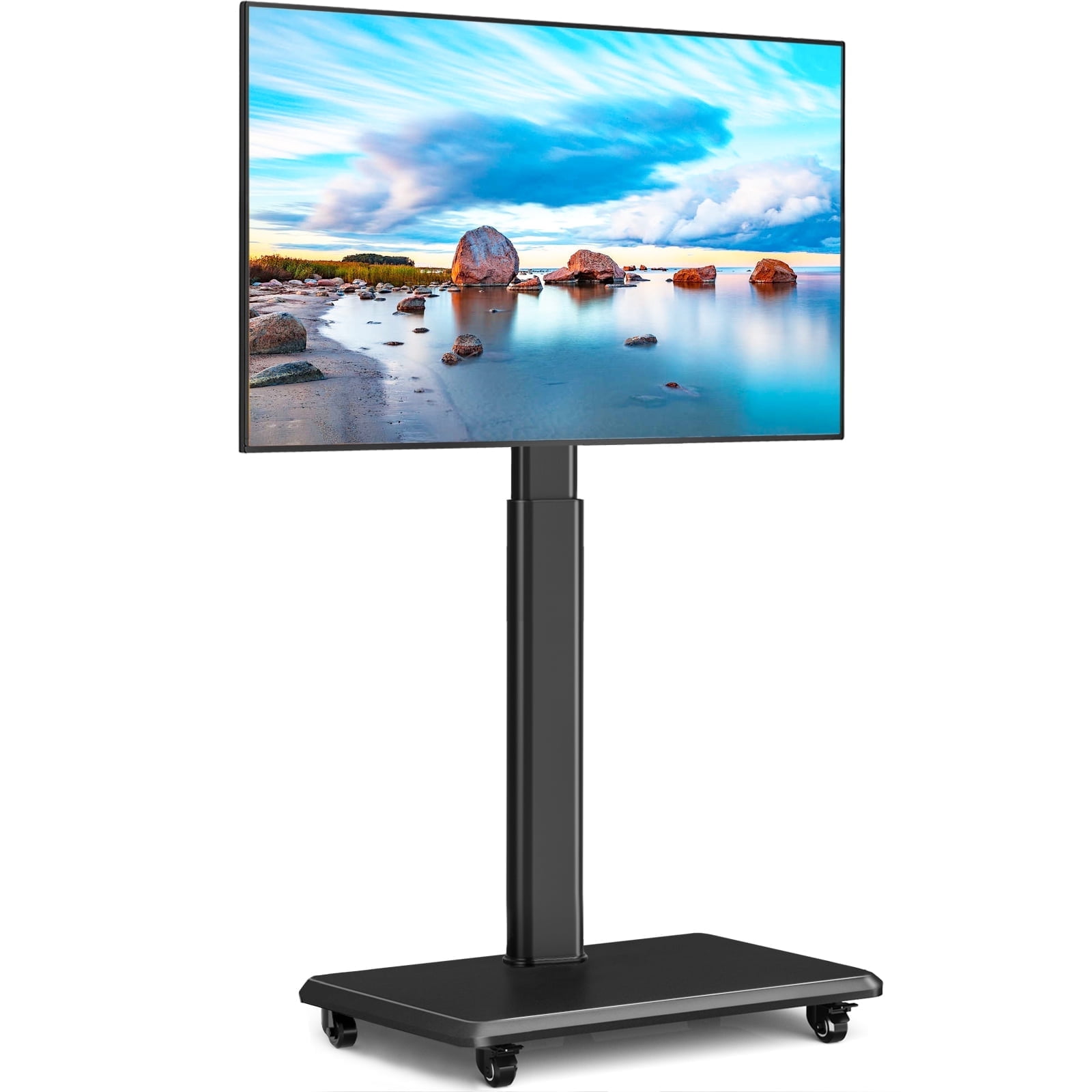 RTVR Rolling TV Stand for 32 to 70 Inch TVs,9 Levels of Height & ±30° Swivel Adjustable Mobile TV Stand for Bedroom, Corner, Small Dorm, Modern Portable Corner TV Stand with Upgraded Wheels,Black