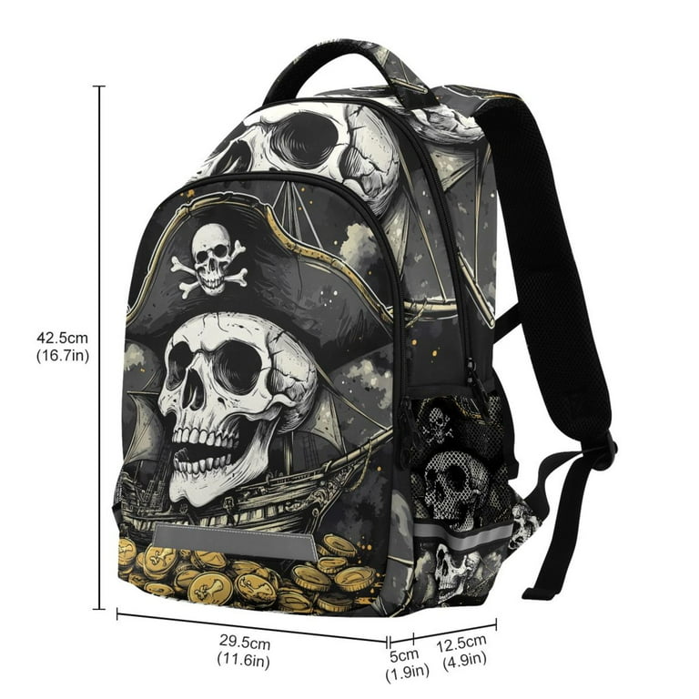 ALAZA Cool Skeleton Pirate Backpack Elementary School Bag Bookbag