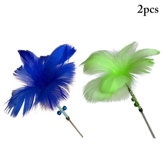 2PCS Cat Feather Teaser Interactive Belle Chat Jouet Interactif Chat Teaser Baguette