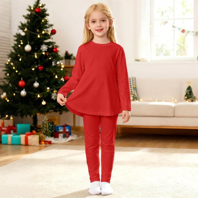 WENXIAOO Ensemble de Pyjama pour Enfants 2 Pcs Robe à Manches Longues avec Pantalon Pjs Tenue de Nuit Ensemble Pyjama Fillette 5-6 Ans