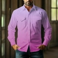 thumbnail image 6 of DDAPJ pyju Western Cowboy Shirts for Men Gradient Print Long Sleeve Cotton Work Shirt Regular Fit Casual Button Down Shirts with Two Pockets Hot Pink S, 6 of 9