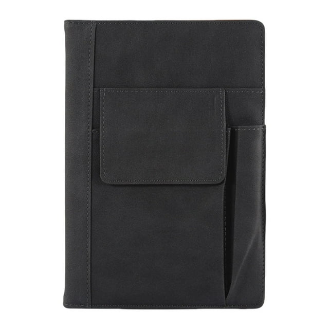 YIMWNYI A5 Thick Pocket Notebook, Faux Leather Writing Journal, Heavy-Duty A5 Note Pad with Pockets, Thick-Page Diary for Office & Travel, Portable A5 Notepad with Bookmark Strip