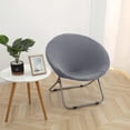 thumbnail image 4 of Jacquard Fabric Saucer Chair Slipcover Removable Moon Chair gray, 4 of 8