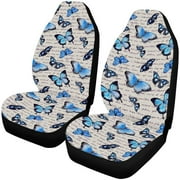 FMSHPON Set of 2 Car Seat Covers Blue Butterfly Universal Auto Front Seats Protector Fits for Car,SUV Sedan,Truck